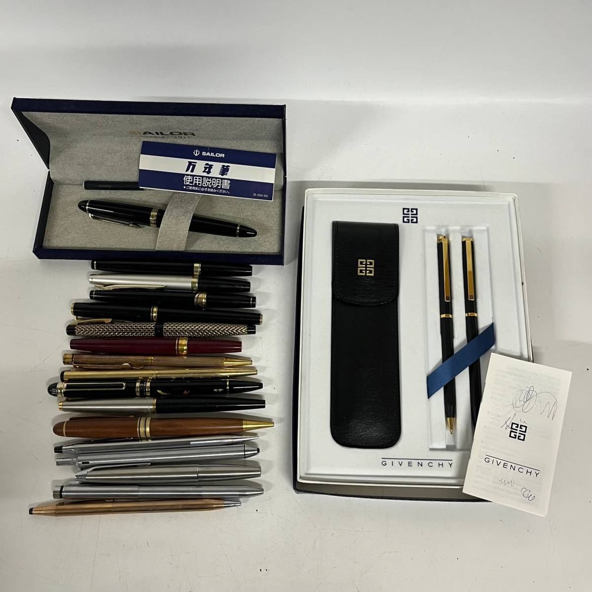 1円~【19点】万年筆 ボールペン まとめ売り GIVENCHY SAILOR PILOT SHEAFFER PLATINUM ペン先 14K 585 18K あり 筆記用具 文房具 G152050_画像1