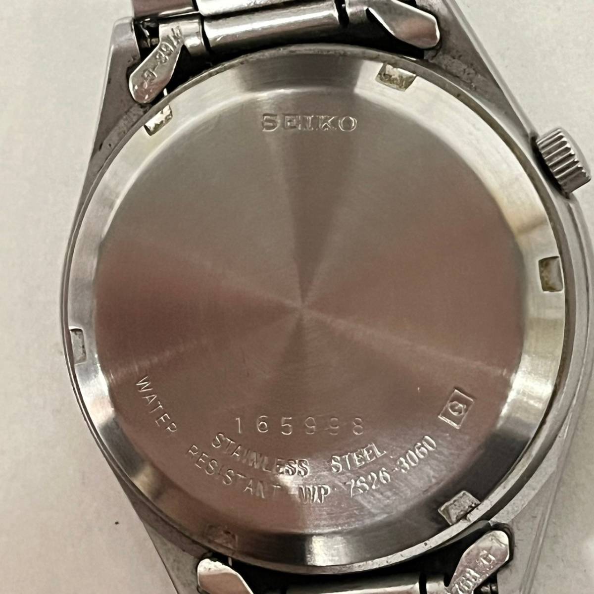 1円~【実動】セイコー SEIKO 7S26-3060 自動巻き メンズ腕時計 カーキ文字盤 デイデイト ラウンドフェイス 純正バックル 3針 G142402_画像7