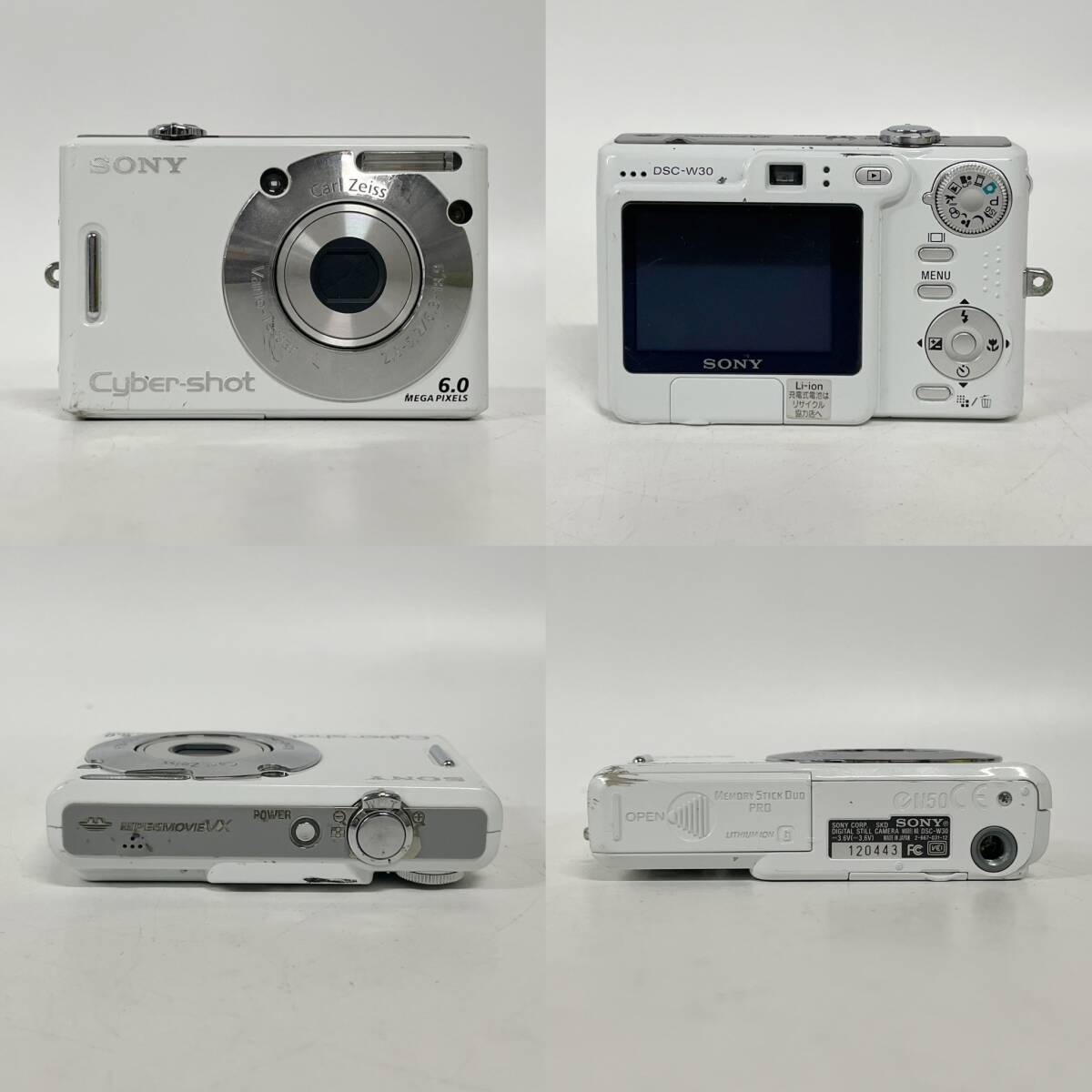 1円~【まとめ売り】ソニー SONY Cyber-shot コンパクトデジタルカメラ 3点 DSC-HX7V DSC-W30 DSC-T5 通電確認あり 付属品あり G101848_画像4