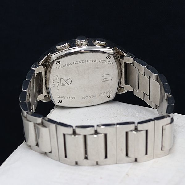 1円 稼働 良品 ダンヒル シティスケープ QZ シルバー文字盤 クロノ デイト メンズ腕時計 OKZ 08880001YBT_画像4