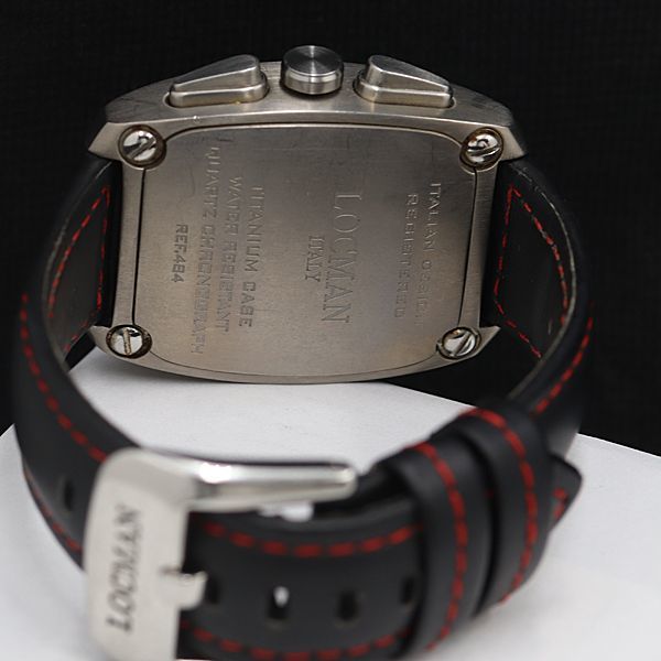 1円 稼働 良品 ロックマン REF484 スポーツ QZ クロノグラフ 黒文字盤 デイト メンズ腕時計 OGH 0561000_画像4