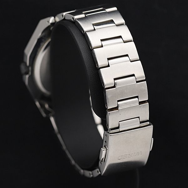 1円 稼動 良品 セイコー ソーラー ワイアード V158-0AP0 デイデイト 2MGT ブラック文字盤 メンズ腕時計 YUM 0033000_画像3