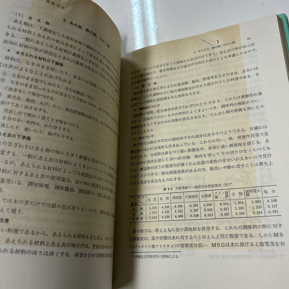 さ10-042 稲垣長典　谷田次・辻村泰男矢部章彦 監修 お茶の水女子大学 家政学講座 新版調理学 松元文子 8 光生館　ページ焼け数ページ_画像5