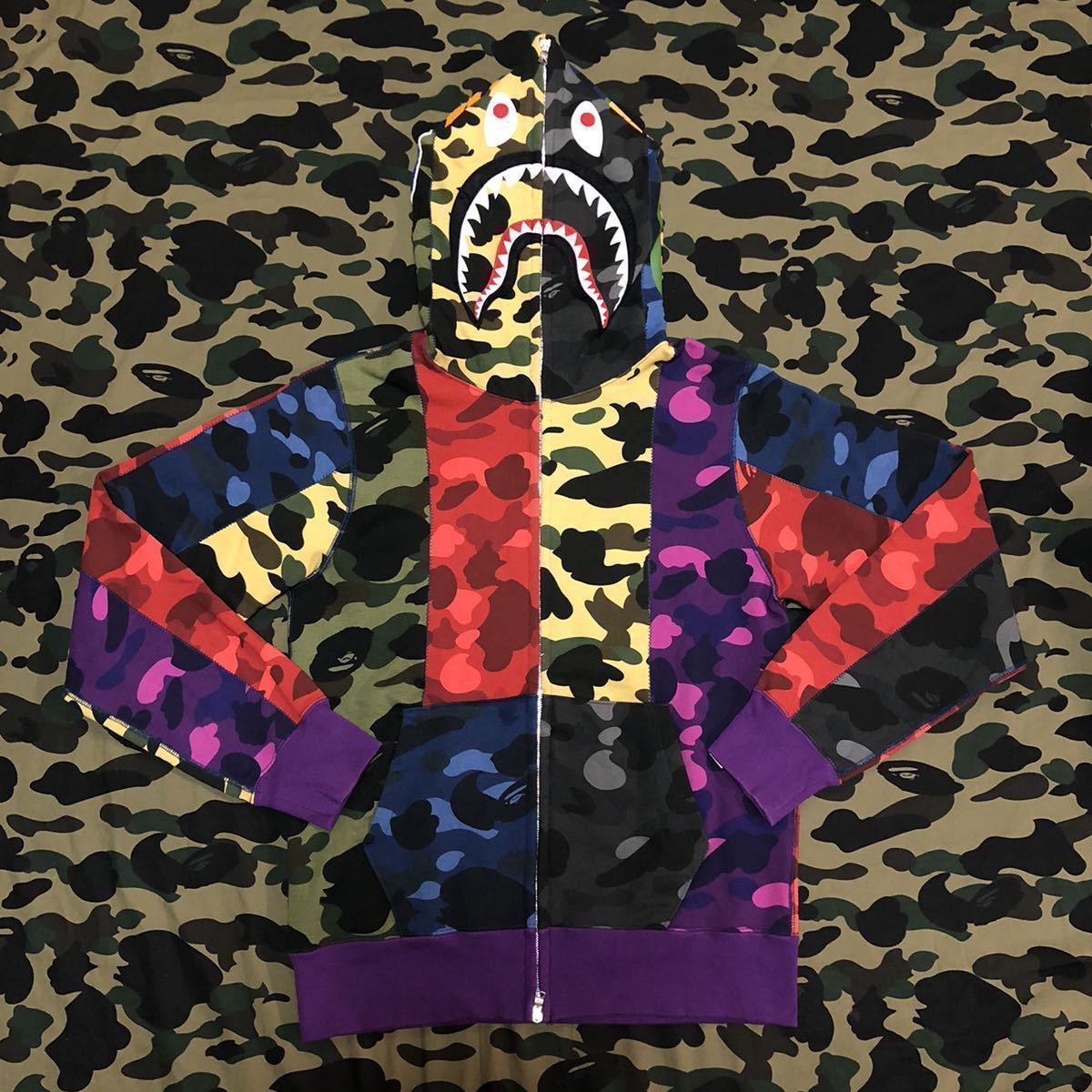 MIX CAMO SHARK HOODIE エイプ BAPE A BATHING APE シャーク MIX CAMO SHARK HOODIE エイプ BAPE A BATHING APE シャーク