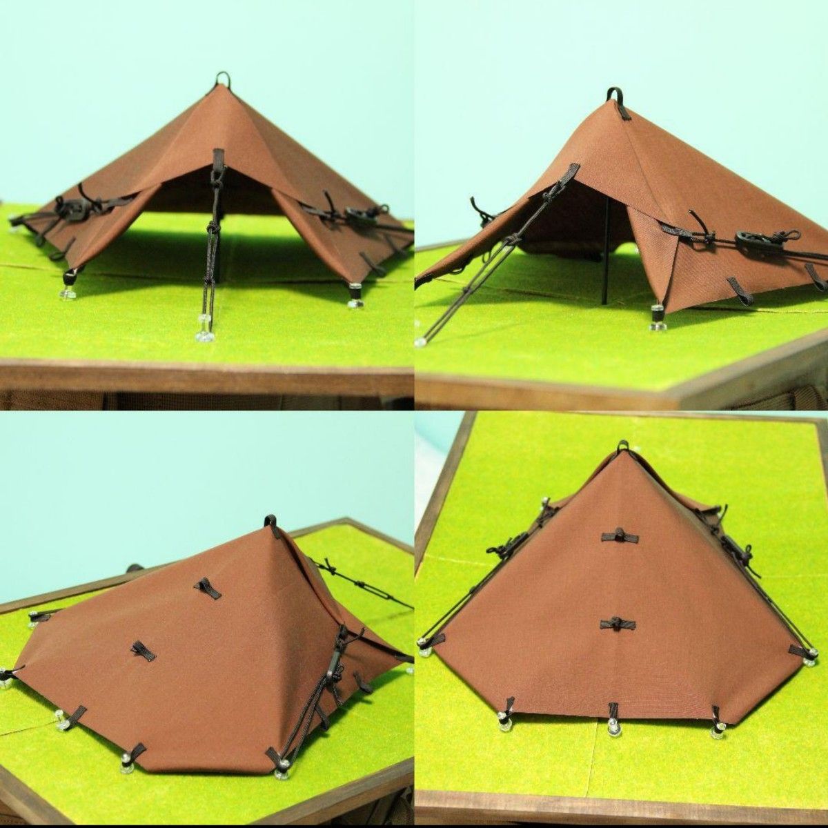 スクエアタープ模型     収納ケース付 テント DDタープ風 3×3 ジオラマ