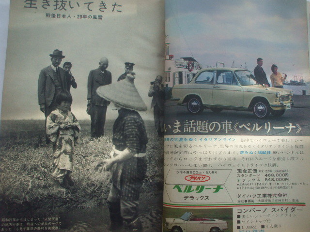 文藝春秋 1965年4月特別号　戦後20年特集　田中角栄と真紀子　コタン・アイヌ江賀寅三　服部マリ　三田明　市川崑　中村直人　長浜曳山祭_人間昭和天皇の地方幸行　ベルリーナ広告