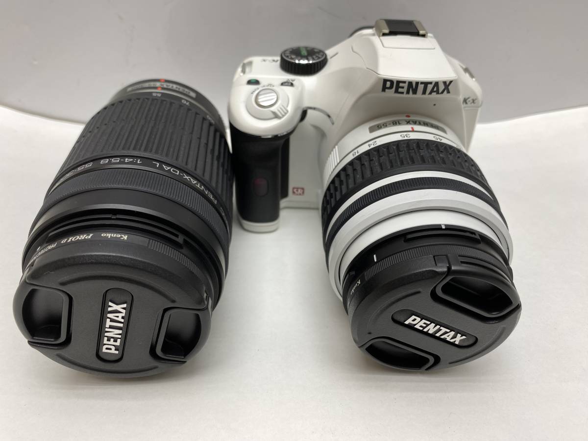 PENTAX K-X ペンタックス デジタル一眼レフカメラ ダブルズームキット 18-55mm 55-300mm 中古_画像1