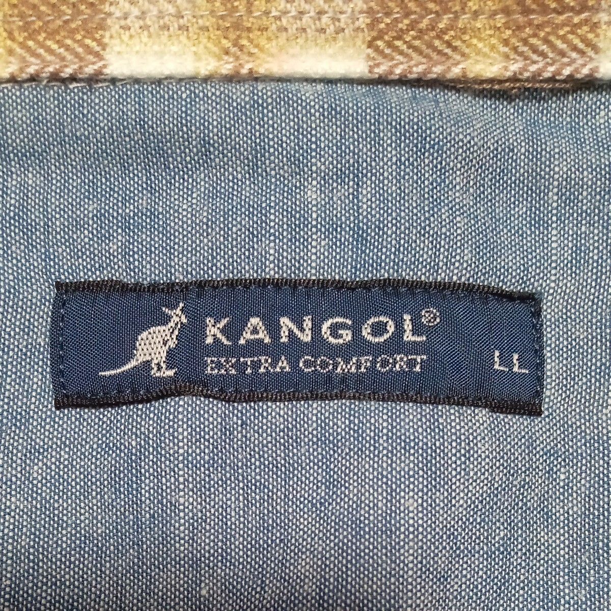 KANGOL チェック長袖フランネルシャツ    未使用  LLサイズ  ライトブラウン