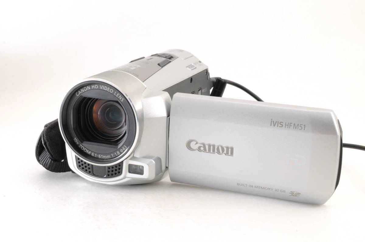 動作品 キャノン Canon iVIS HF M51 HD デジタルビデオカメラ 充電ケーブル付 管GG2038_画像1