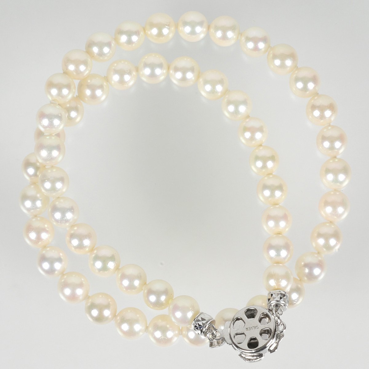.. pearl 7.4-7.9mm necklace 44cm 37.4g white group free shipping [c235] pearl book@ pearl used ‡