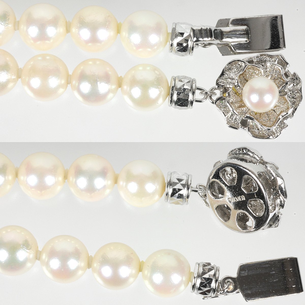 .. pearl 7.4-7.9mm necklace 44cm 37.4g white group free shipping [c235] pearl book@ pearl used ‡