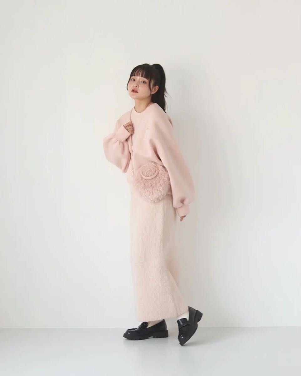 muguet 2024 happybag ニット　ピンク　milky knit ミルキーニット ライトピンク ハイネックニット