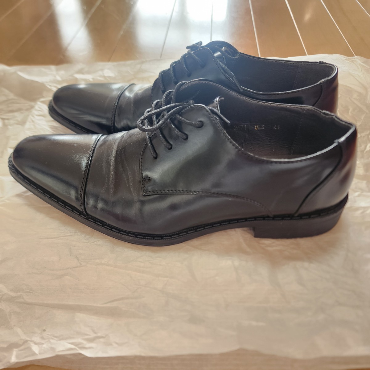革靴 紳士靴 ビジネスシューズ 黒 レザーシューズ ローファー ブラック 靴 くつ 41サイズ(25.5)_画像3