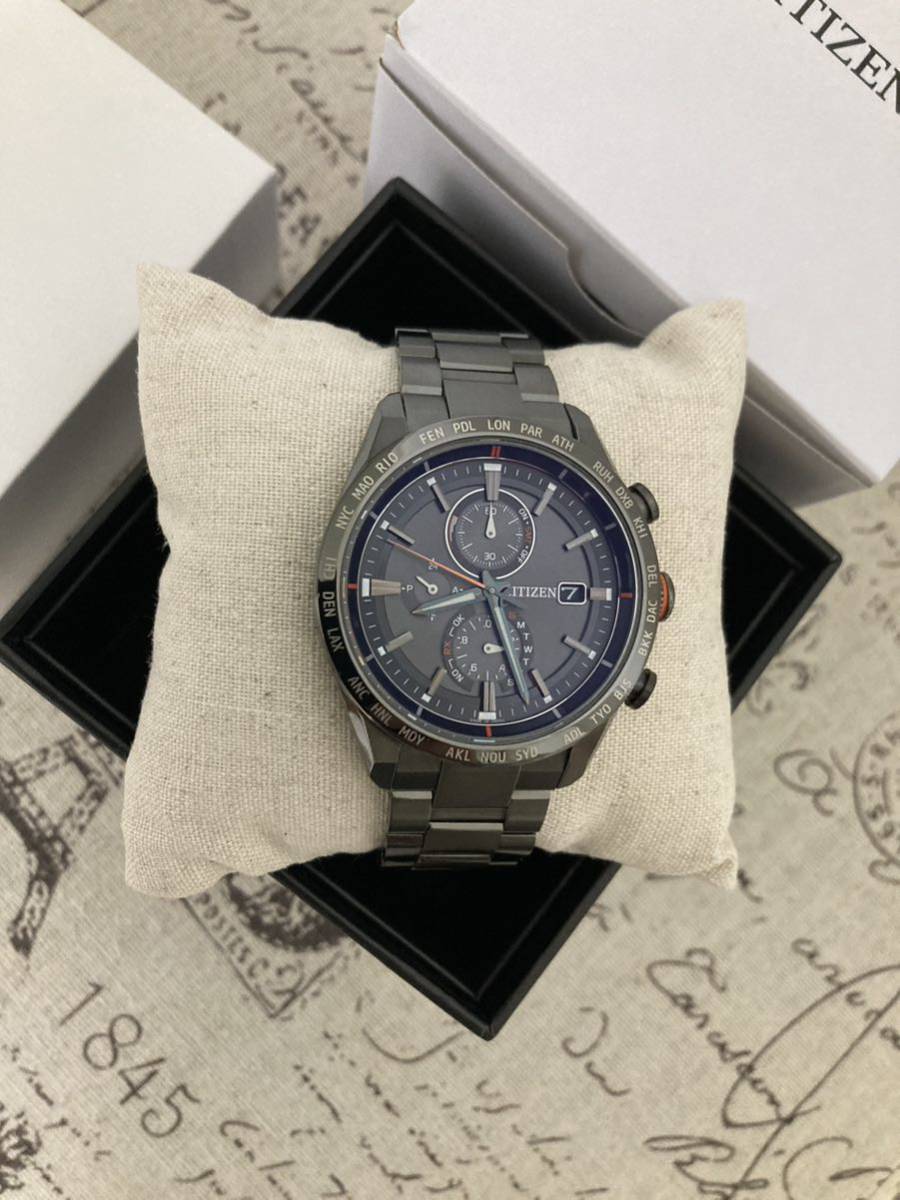 超美品！ CITIZEN シチズン アテッサ ブラックチタン メンズ 電波ソーラー at8185-62e_画像3