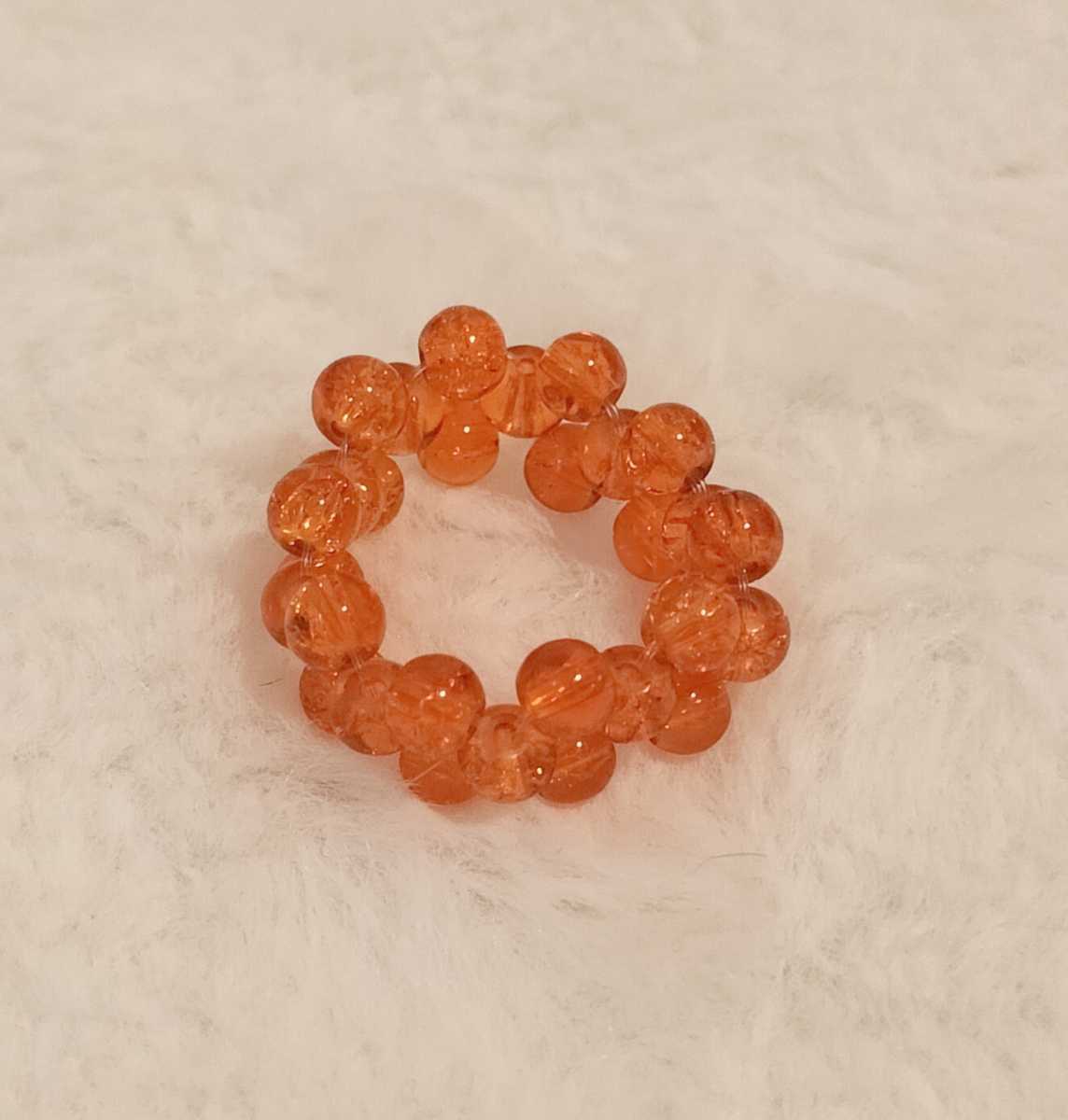[No.5081] ring glass beads orange 