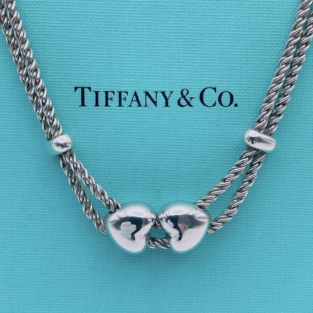 極美品】Tiffany & Co ダブルロープ ネックレス ハート ツイスト 極美品】Tiffany & Co ダブルロープ ネックレス ハート ツイスト