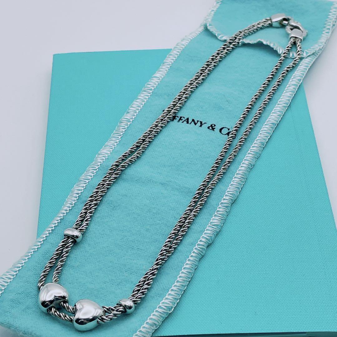 極美品】Tiffany & Co ダブルロープ ネックレス ハート ツイスト 極美品】Tiffany & Co ダブルロープ ネックレス ハート ツイスト