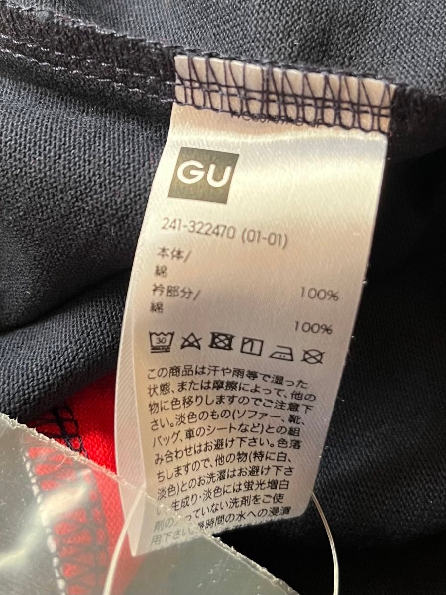 GU＆スケボースヌーピー70周年コラボ 長袖ラガーシャツ紺×赤 L