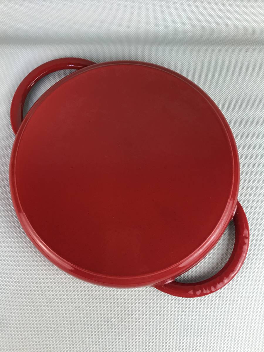 A9821*STAUB -stroke ub pure grill round two-handled pot grill pan horn low Cherry diameter approximately 27. height approximately 4. used 