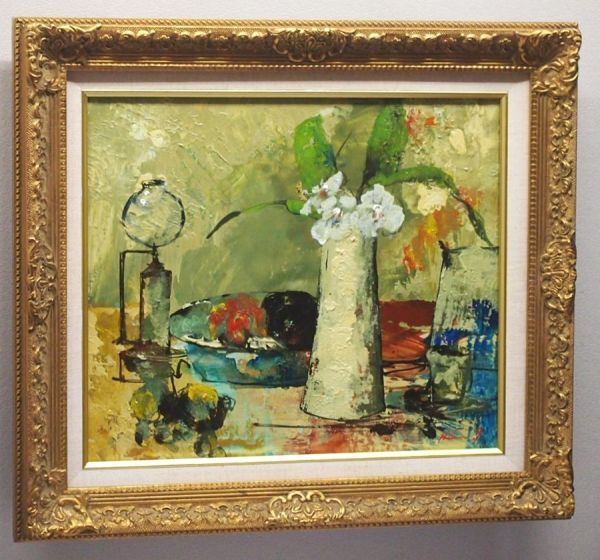 【絵画】池田秀郎 花 静物 Yahoo!オークション - 【真作保証】 池田秀郎 「花」 油彩画 8号