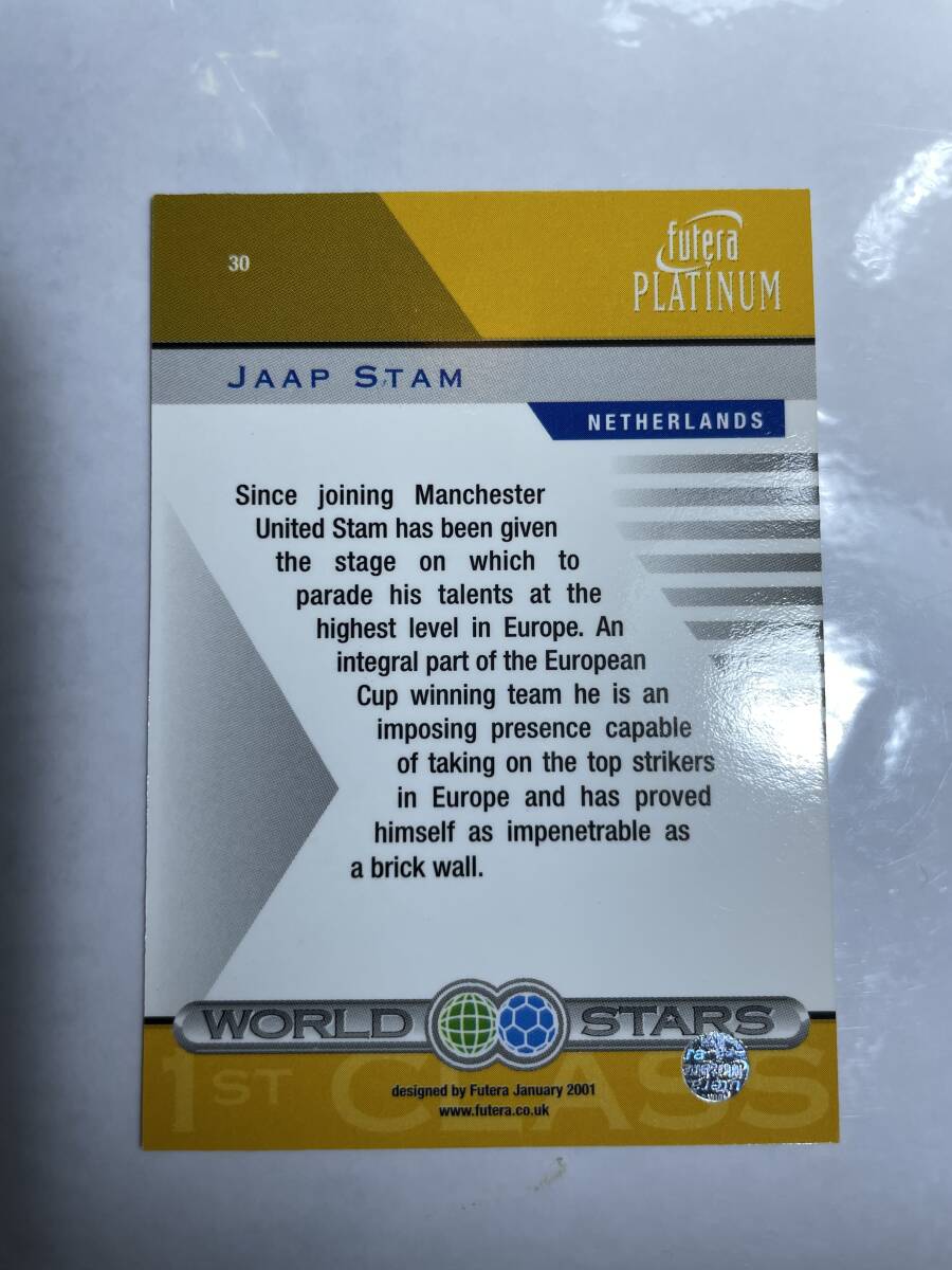 futera PLATINUM2001 WORLD STARS FIRST CLASS JAAP STAM BESE CARD 30 ヤープ スタム フテラ プラチナム_画像2