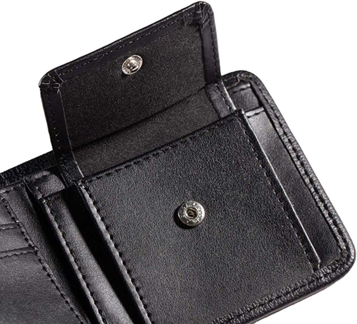 二つ折り財布二つ折り財布メンズ財布　ブラック　黒い　合皮　二つ折り財布