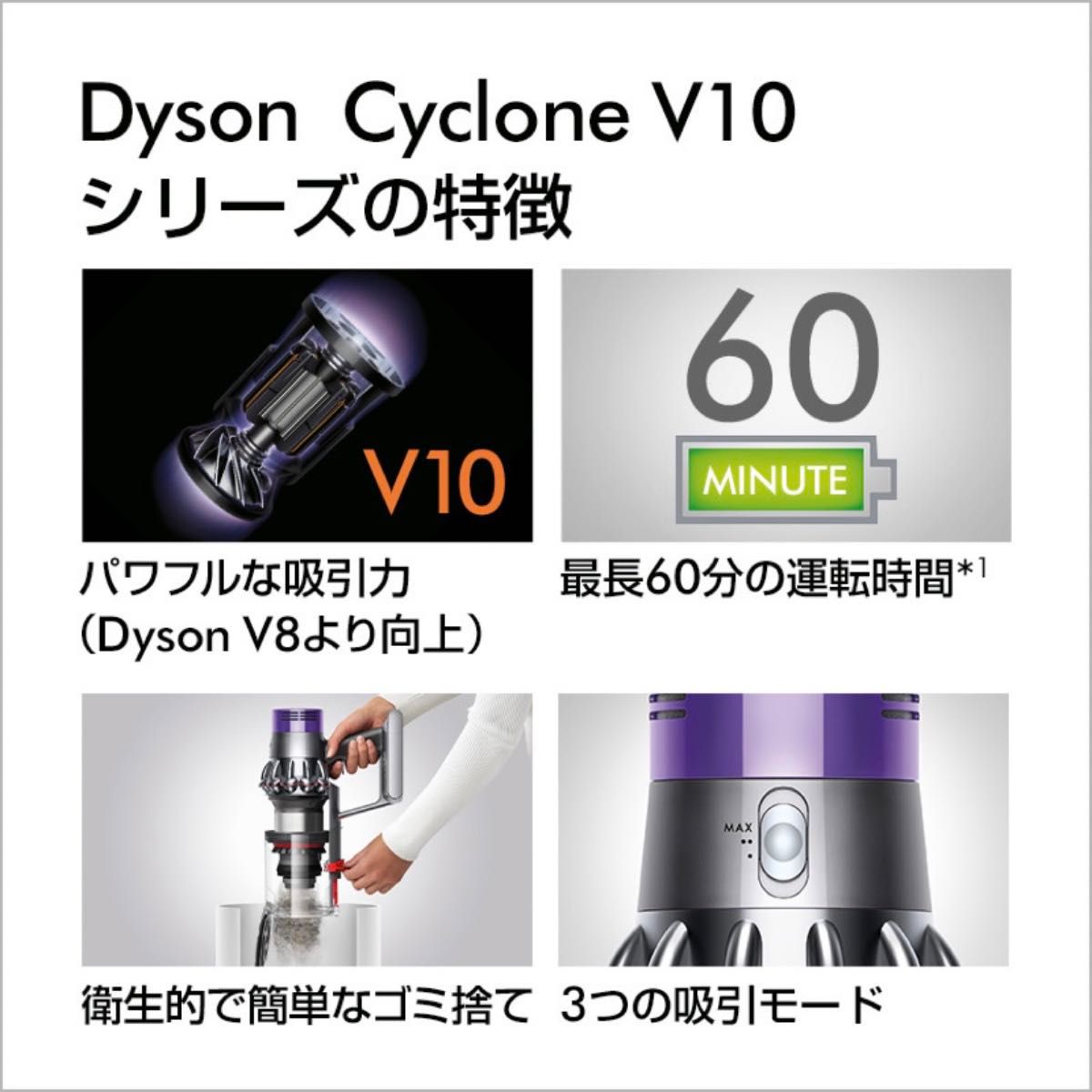 Dyson Cyclone V10 Fluffy Black (SV12 FF LF BK) サイクロンクリーナー