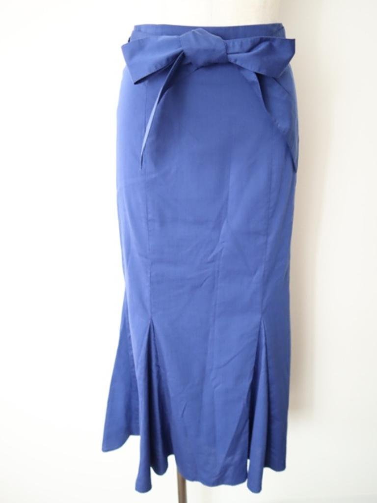 【送料込】2022年製☆ PLST プラステ マーメイドスカート XSサイズ ブルー ウエストベルト取り外し可 リネン混 ロングスカート s6436062_画像1