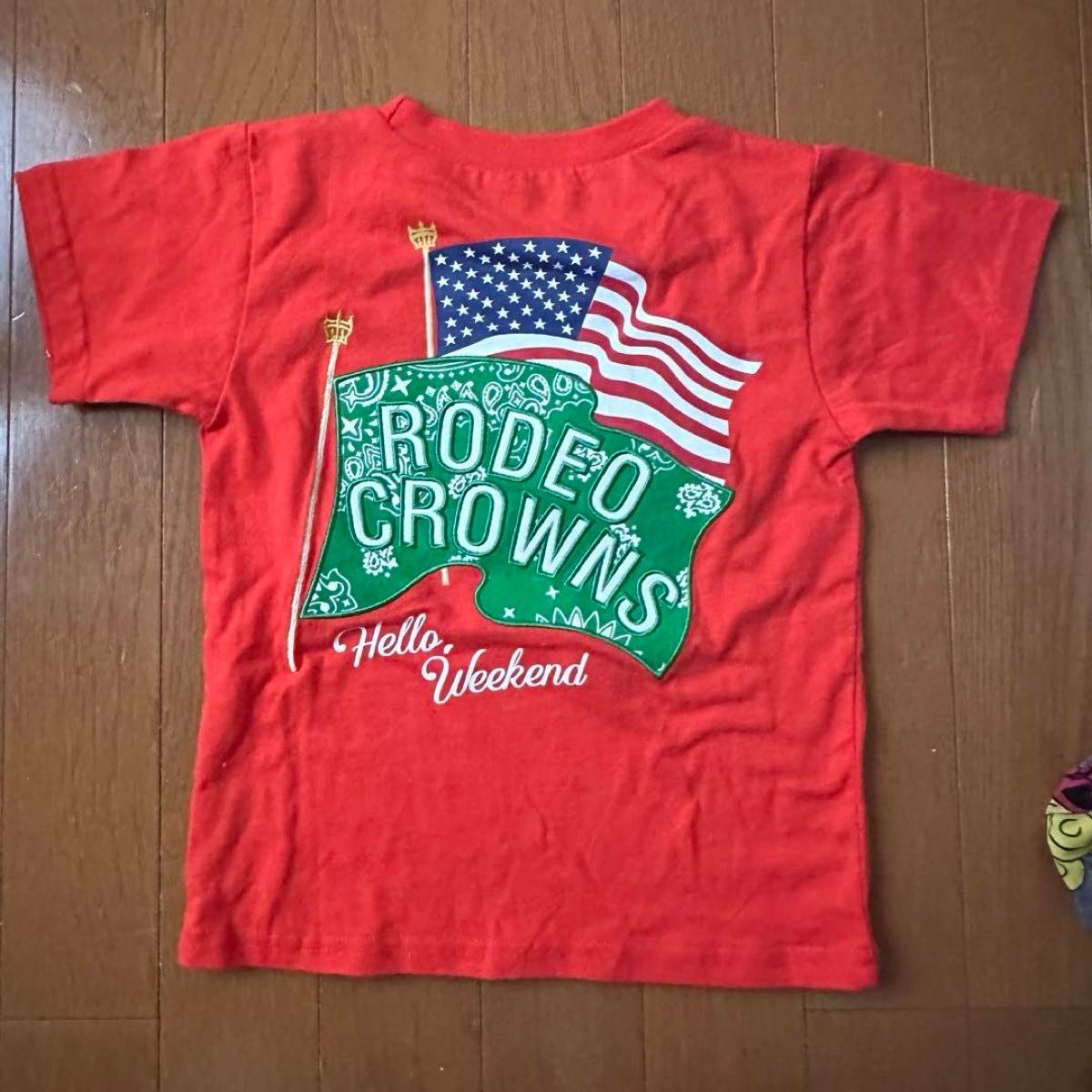 Tシャツ 半袖 ロゴ　ロデオクラウンズ　105-115 M 赤　Tシャツ　キッズ