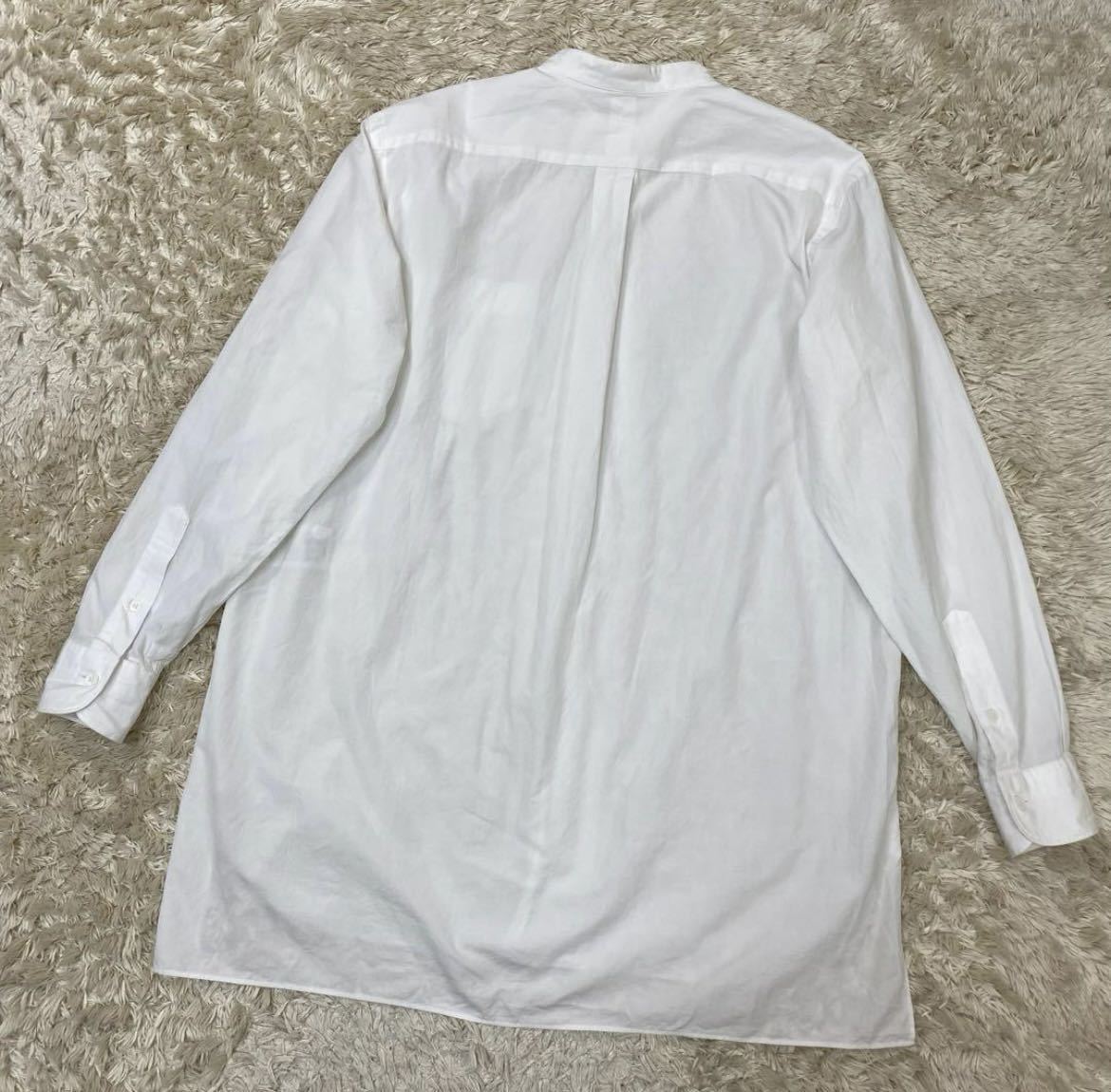1円　極美品　コモリ　COMOLI バンドカラーシャツ　スタンドカラーシャツ　白 長袖 シャツ ホワイト 0サイズ　R01-02002 3892_画像3