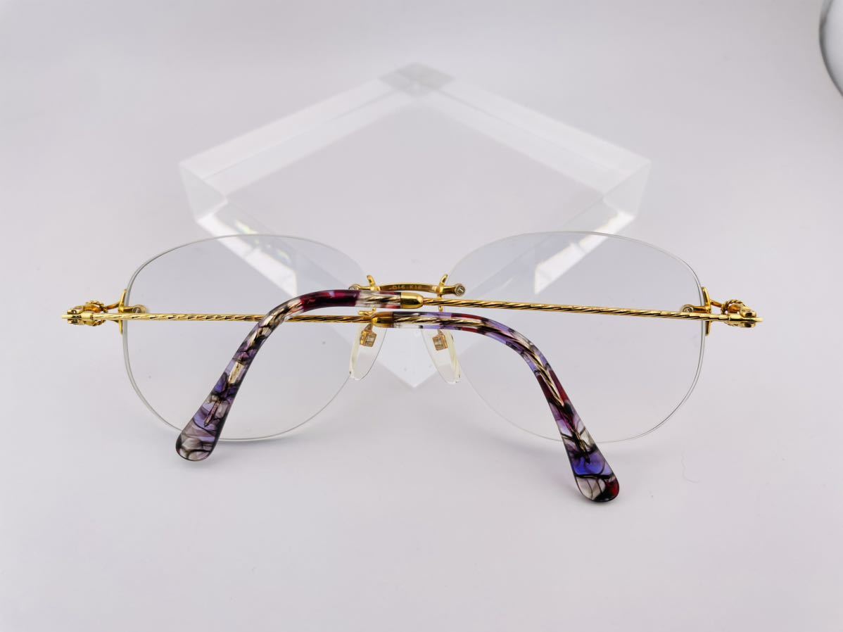 QA04 Paris Miki k18 メガネ　Super Smooth 金無垢　ツーポイント 眼鏡 パリミキ　度に入り 18k ゴールド フレーム _画像9