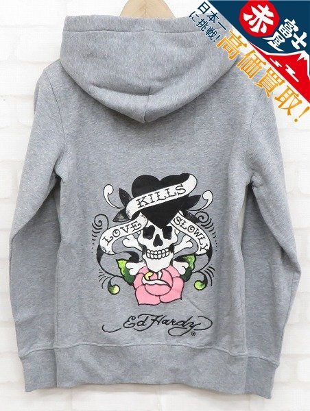 7T9603/未使用品 エドハーディー スウェットジップパーカー Ed Hardy_画像1