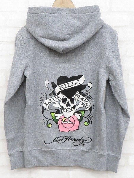 7T9603/未使用品 エドハーディー スウェットジップパーカー Ed Hardy_画像3