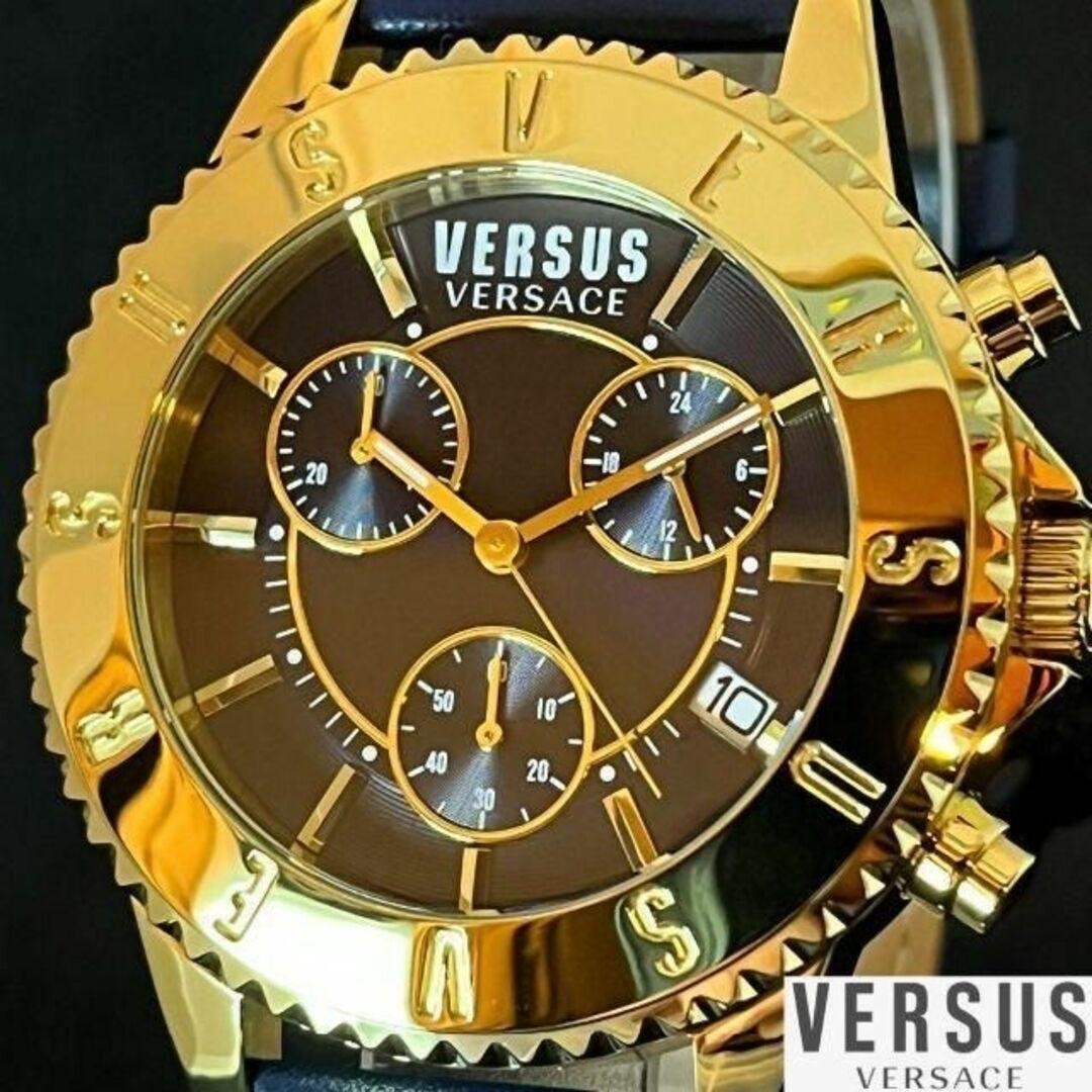 【激レア】Versus Versace/ベルサス ベルサーチ/メンズ腕時計/ヴェルサス ヴェルサーチ/ゴールド.ブルー色/プレゼントに/男性用/お洒落