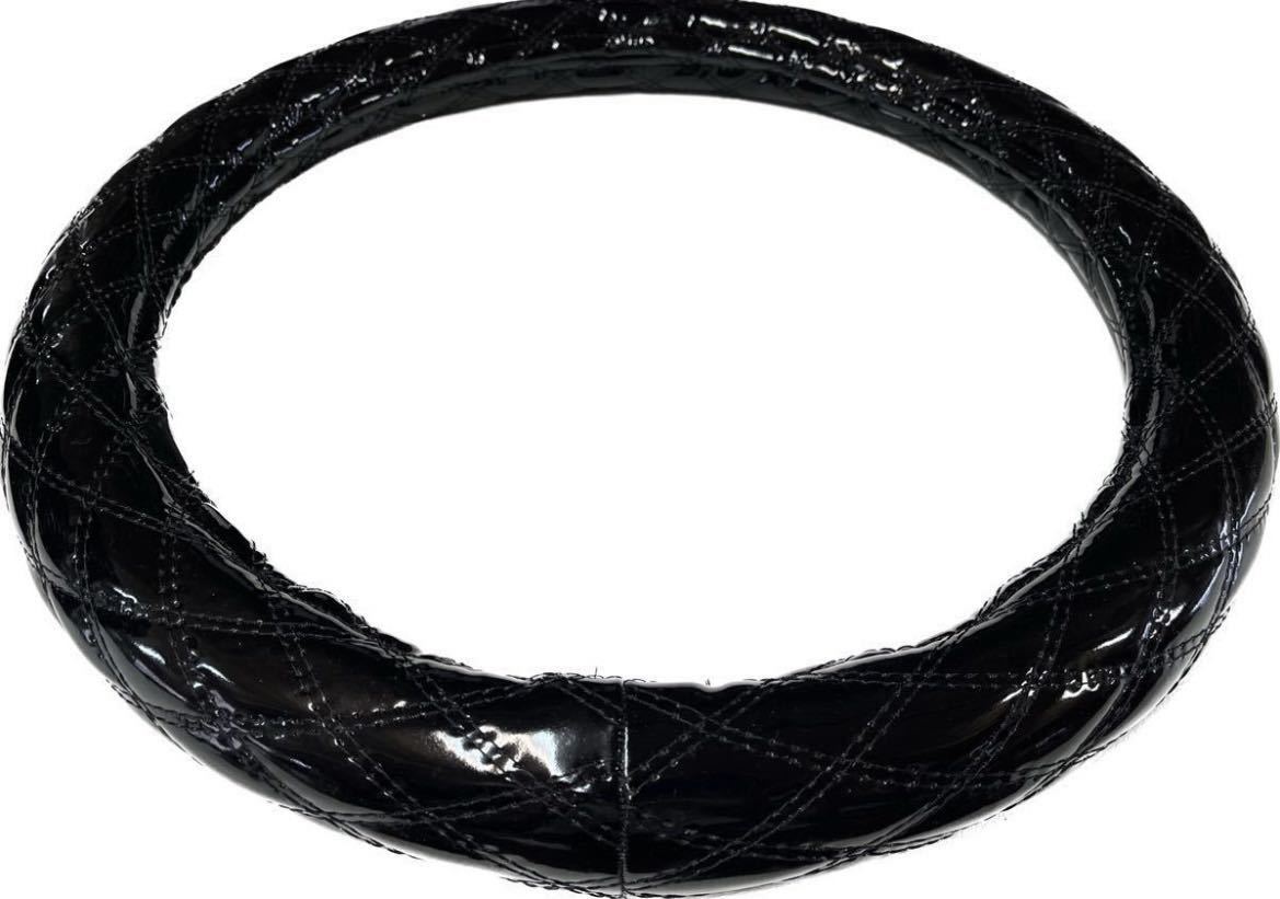 [ domestic production new goods ] very thick! enamel black double stitch steering wheel cover S M L LS LM 2HS 2HM 2HL after the purchasing size . please tell!