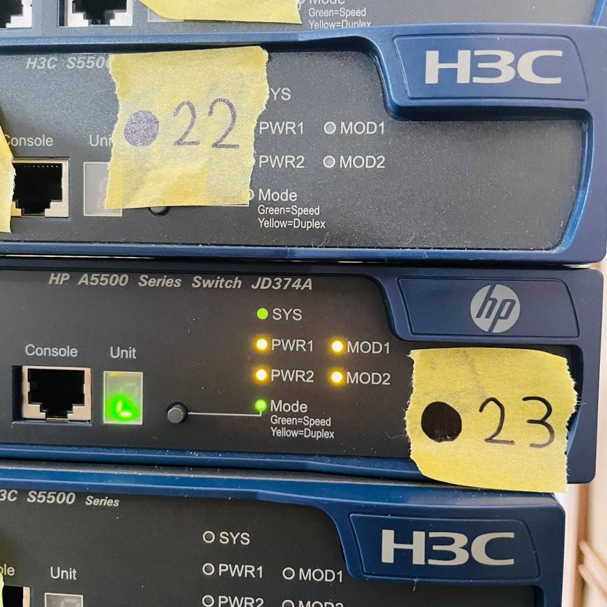●23【通電OK】H3C S5500-28F-EI Ethernet switch ネットワーク インターネット 回線 通信機器 機材 拡張 イーサネットハブの画像4