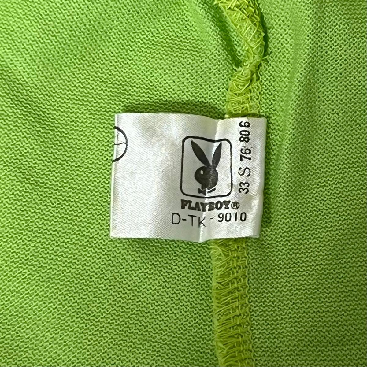 【PLAYBOY】プレイボーイ　ポロシャツ　半袖　刺繍ロゴ　ライトグリーン　L ストレッチ