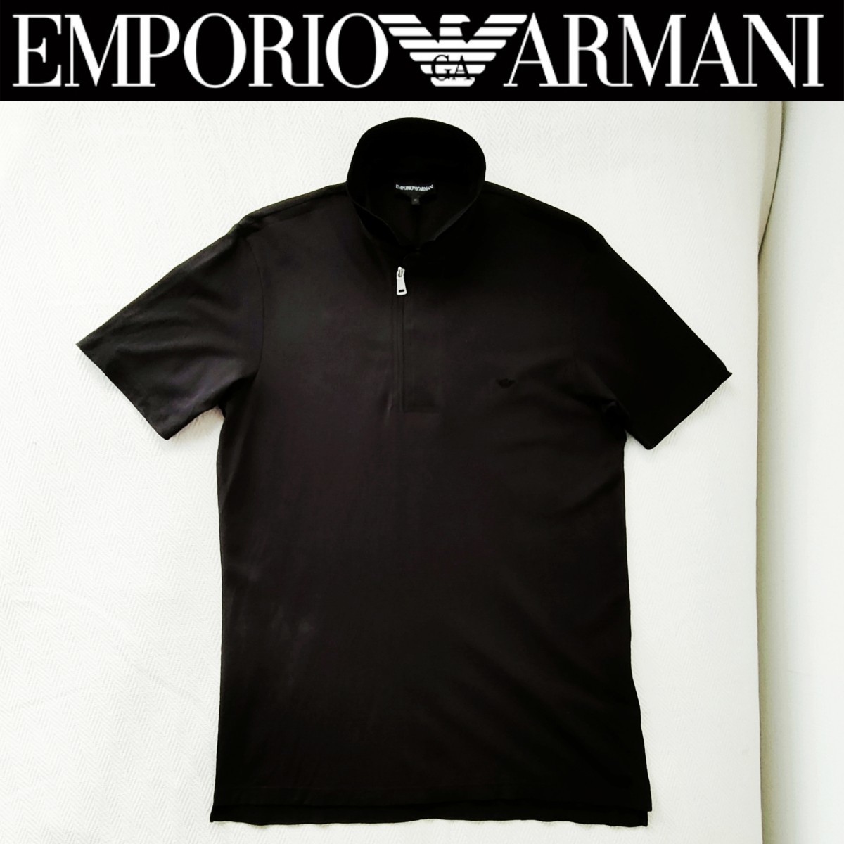 EMPORIO ARMANI エンポリオ アルマーニ ポロシャツ メンズM レア ブラック お洒落_画像1