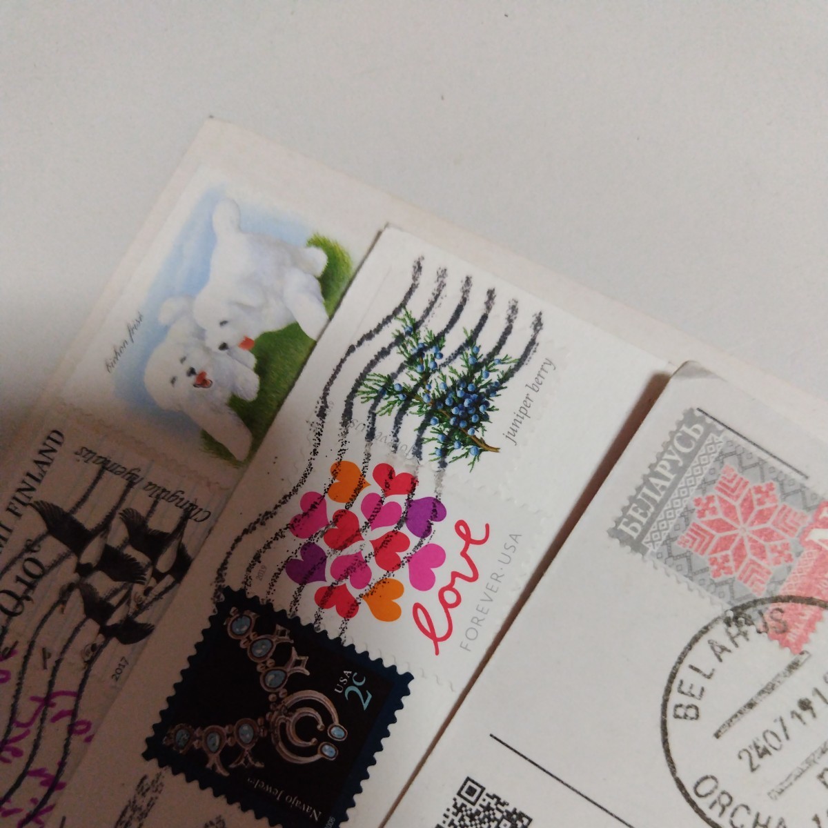 外国製使用済みポストカード 3枚セット 外国使用済み切手付の画像2