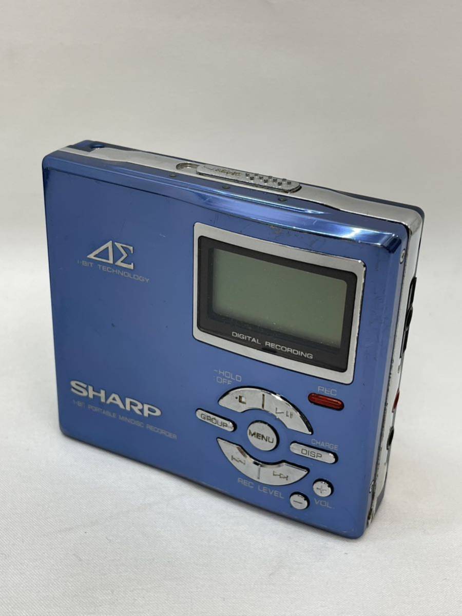 KT0214 SHARP/シャープ MD-DR7 Auvi ポータブルMDレコーダー プレーヤー 1-BIT PORTABLE MINIDISC RECORDER ブルー リモコン付き ジャンク_画像4