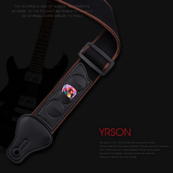 ギターストラップ ピックホルダー付き 純綿製 通気性素材 新品 ブラック エレキ アコギ ベース アコースティックギター エレアコ ウクレレ_画像3