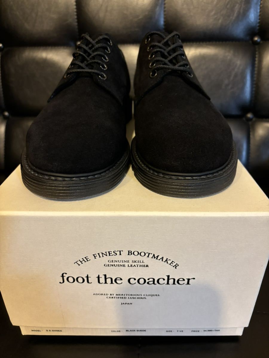 【新品未使用】 foot the coacher FTC1712001 black suede 7 1/2 S.S SHOES フットザコーチャー　レザー　シューズ　ブラック　スエード