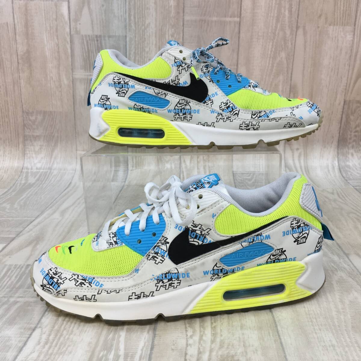 KZ1374★NIKE : WMNS WORLD WIDE PACK AIR MAX 90 DA1342-107★26.5★ネオンイエロー/白系 ナイキ エアマックス90 ウィメンズモデル_画像1