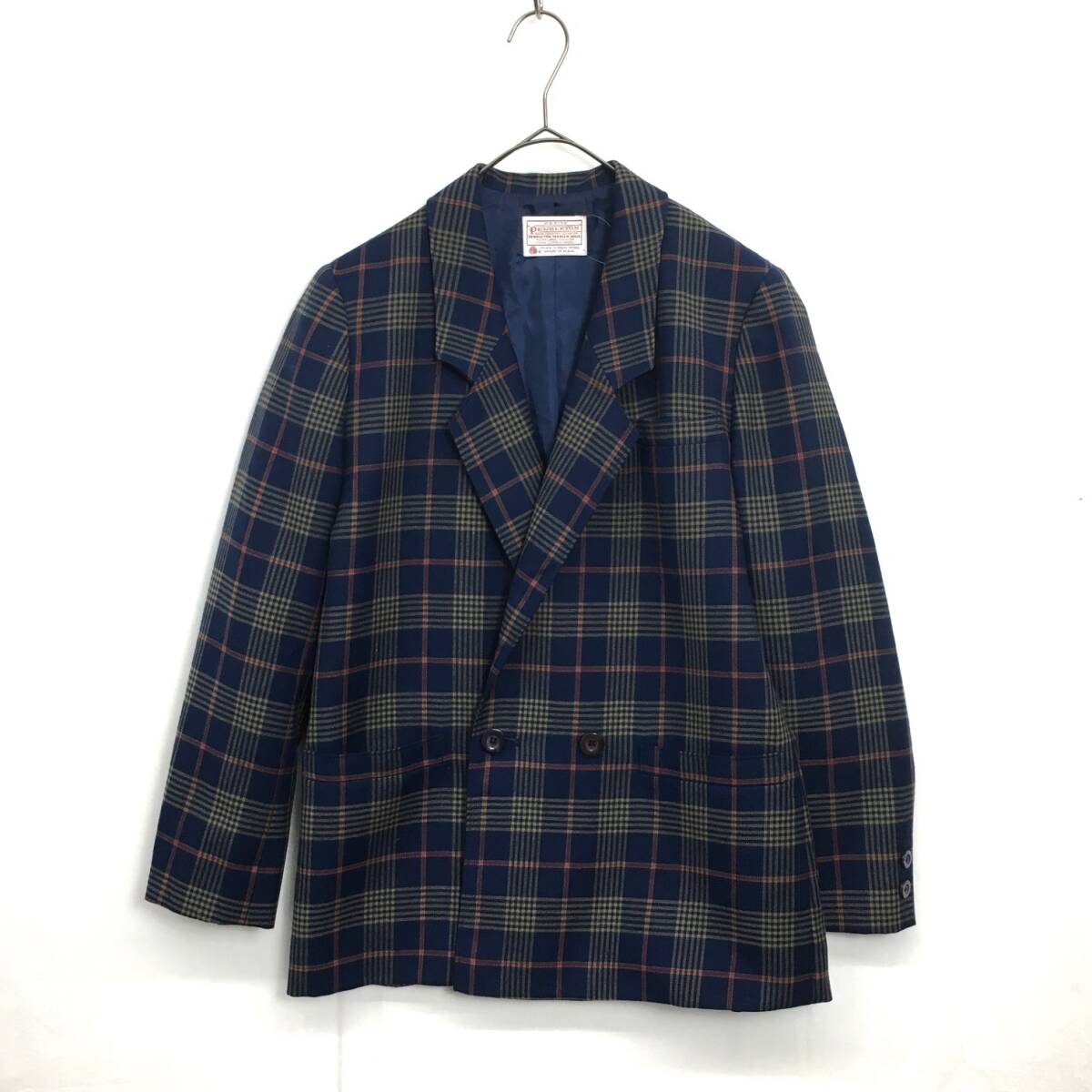 KZ7691★PENDLETON PETIT : 70's～80's USA製 ダブルジャケット★8★ネイビー系 チェック柄 ヴィンテージ ペンドルトン_画像1