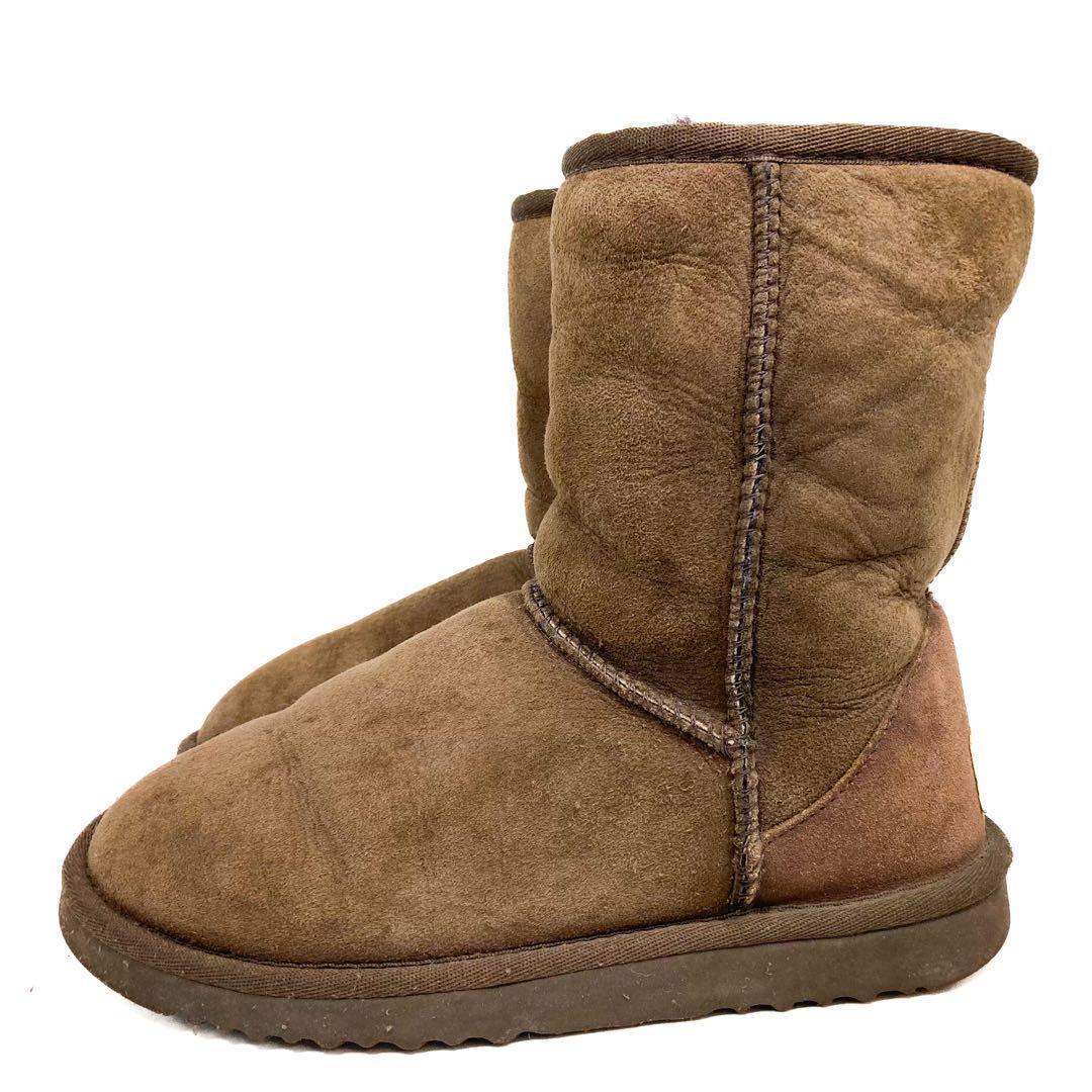 ☆即決・送料無料☆UGG アグ Classic Short クラシックショート 5825 茶 ブラウン 22cm シープスキン カジュアル 本革 本皮 レディース_画像4