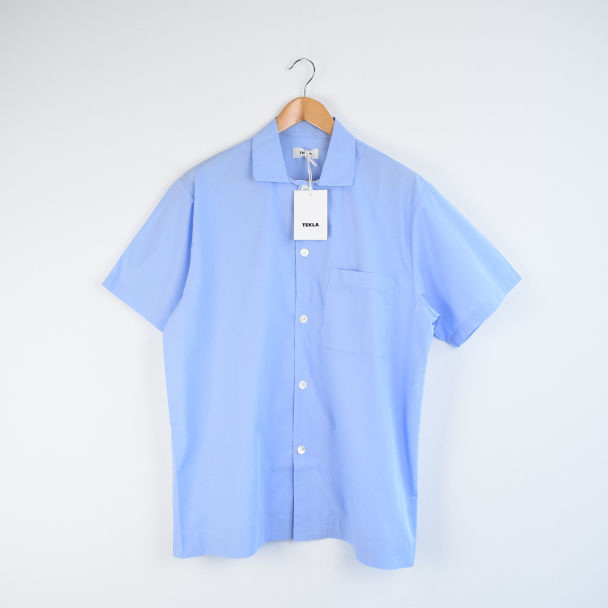 新品 TEKLA テクラ ポルトガル製 Pyjamas Short Sleeve Shirt オーガニックコットン 半袖 パジャマ シャツ　XL 管理番号F748Q83
