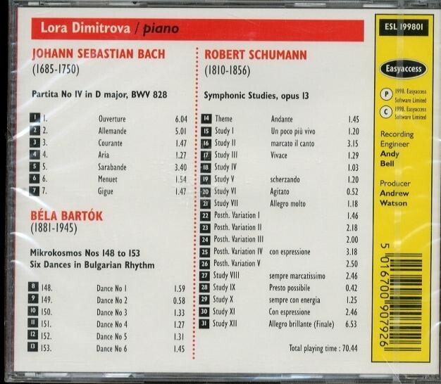 【Easyaccess】　バッハ、バルトーク、シューマン：ピアノ作品集　LORA DIMITROVA　　　-A470-　CD_画像2