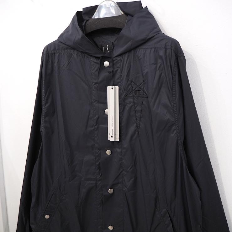 新品 定価124300円 リックオウエンス x チャンピオン 21ss スプリング コート 黒 ブラック メンズ S M L RICK OWENS Champion 春夏 レイン