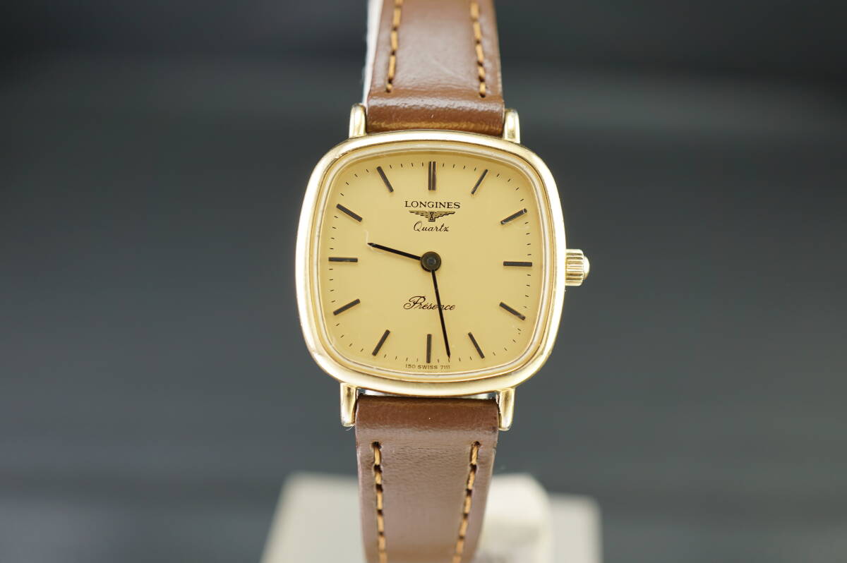 ー品販売 A92】★LONGINES/ロンジン 【P1/20-7 スクエア型 電池交換済み稼働品★ レディース 7111 150 クオーツ その他