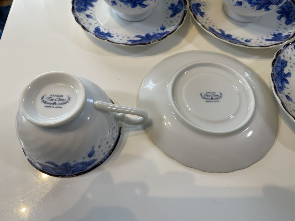 NARUMI ナルミ ブルーフラワー カップ&ソーサー ５客セット 未使用品 コーヒーカップ FINE CHINA ５客碗皿 40670-32809_画像5